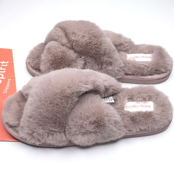 EASY SPIRIT Ultra Lightweight Soft Faux Fur Slippers Mauve Size Small 5-6 NWT - Picture 2 of 6